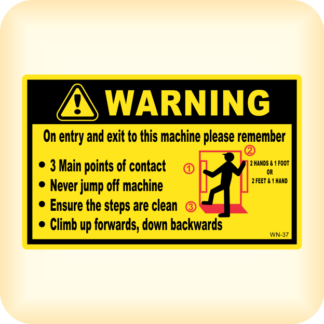 Warning. On Entry and Exit to this machine please remember.