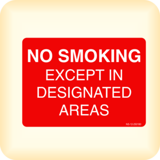 Sign - No Smoking - Except in Designated Areas.
