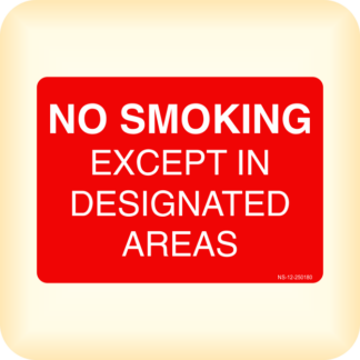 Sticker - No Smoking - Except in Designated Areas.