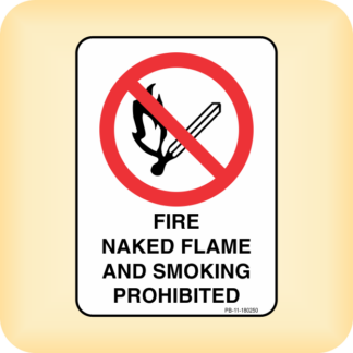 Sticker - Fire, Naked Flame and Smoking Prohibited.
