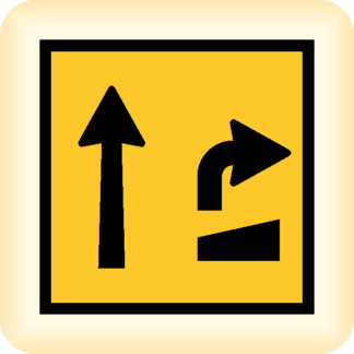 Strait Ahead and Right Turn - Temporary Traffic Sign