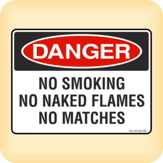 Sticker - Danger - No Smoking, No Naked Flames, No Matches.