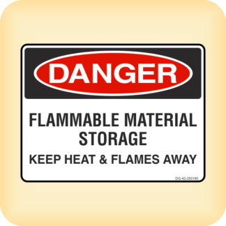 Sign - Danger - Flammable Material Storage. Keep Heat & Flames Away.
