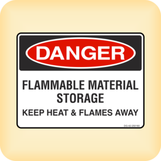 Sticker - Danger - Flammable Material Storage. Keep Heat & Flames Away.