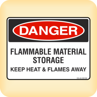 Sticker - Danger - Flammable Material Storage. Keep Heat & Flames Away.
