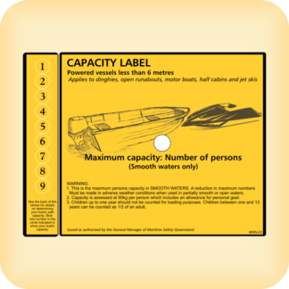 Capacity Label for Boat - Less than 6 metres.