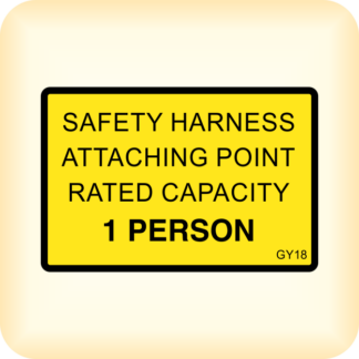 Safety Harness Attaching Point Rated Capacity 1 Person.